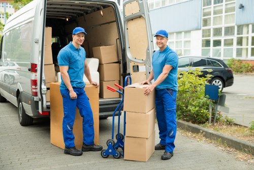 Commercial furniture and IT equipment prepared for an office relocation