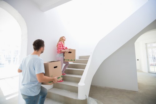 Moving truck navigating Greenwich residential access challenges