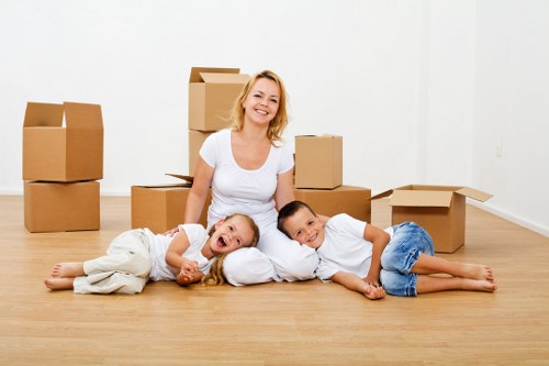 Furniture and moving items arranged for secure storage